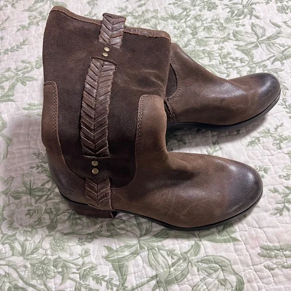 UGG Brown Leather/Suede Western Cowboy Riding Boots Size 6.5 Women High Top - Picture 4 of 13